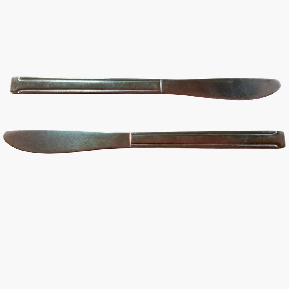 Stainless Steel Dinner Knife Classic Art Deco Design Replacement Craft Lot 2
